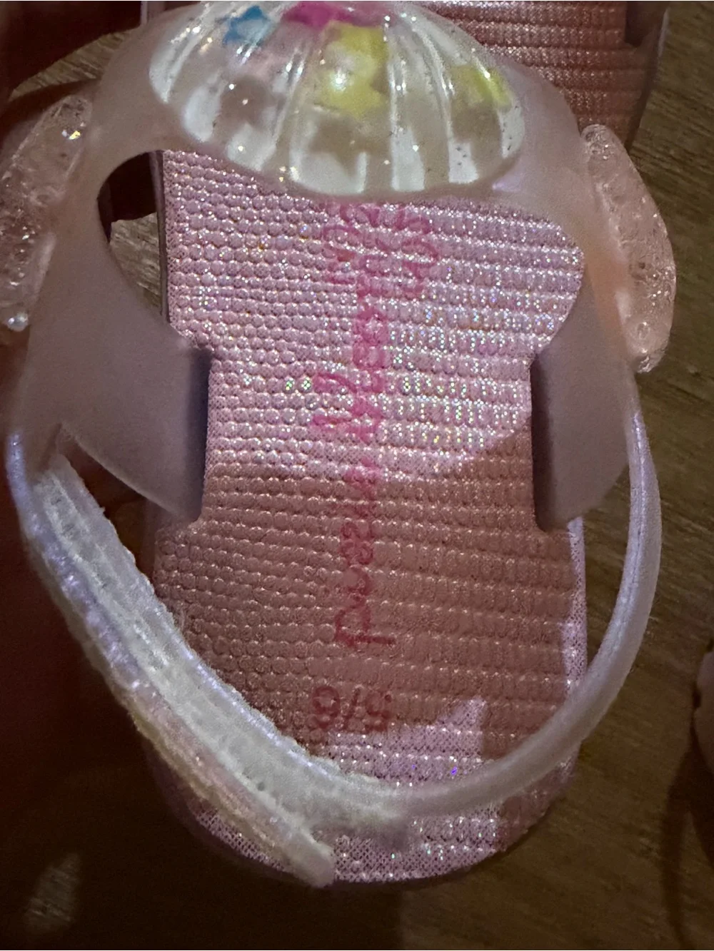 Girls Pink Jelly Sandals with Sea Charm Embellishments
